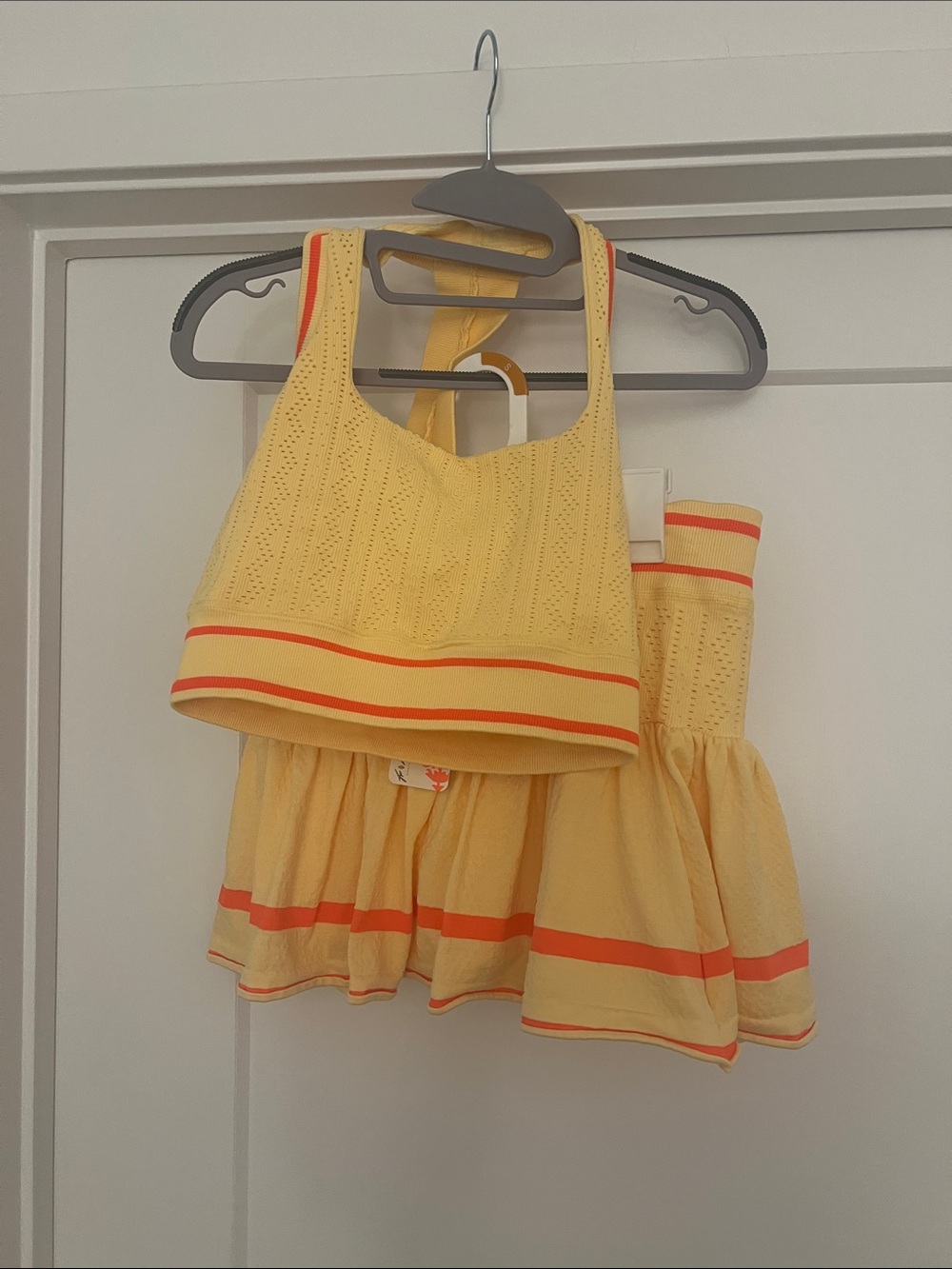 FP Movement by Free People Yellow and Orange Knit Crop Top & Skirt Advantage Set